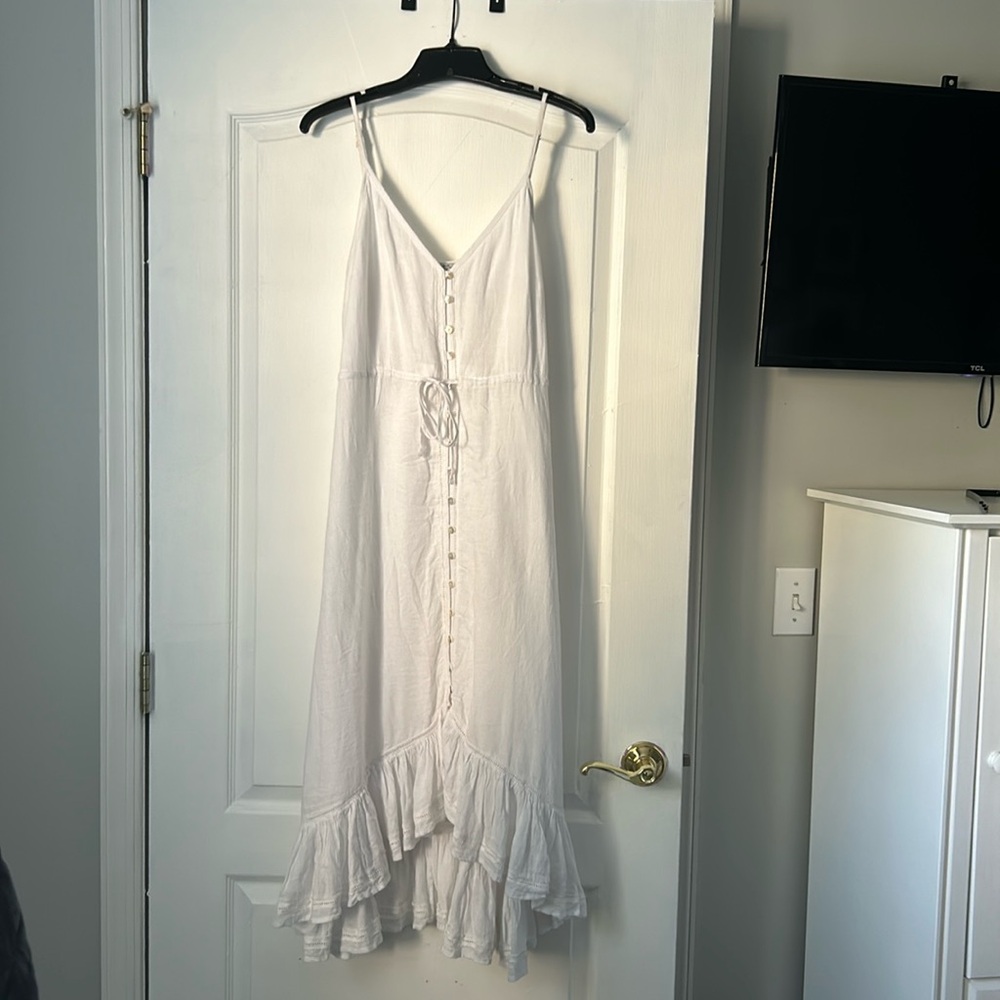 Rails white button front spaghetti strap dress